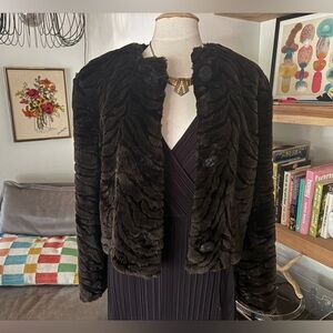 Vintage Boxy Handmade Faux Fur Zebra Print Jacket